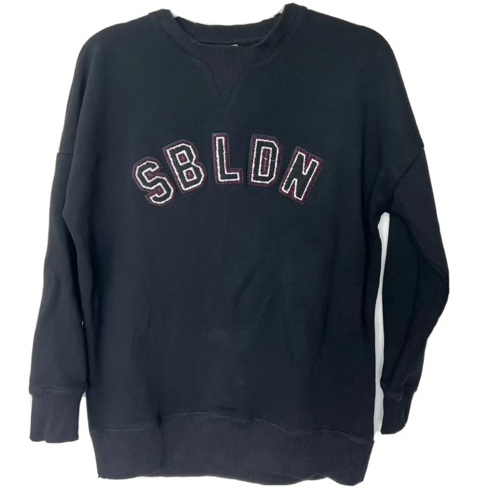 Sweaty Betty Spell Out Athletic Sweatshirt Sz S Black with Logo